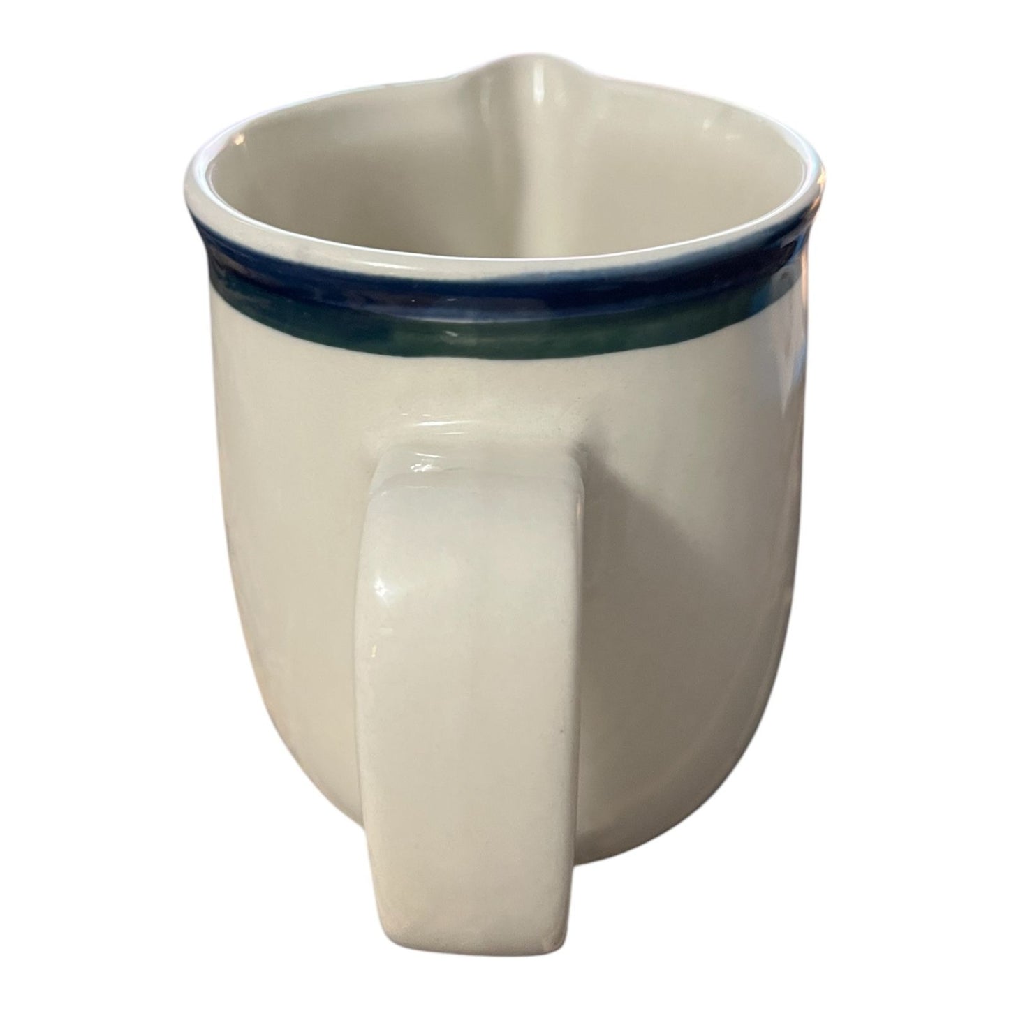 Tienshan Kitchen Colors “Bazion” Cream Pitcher – Ivory with Blue Band – Stoneware – Made in China