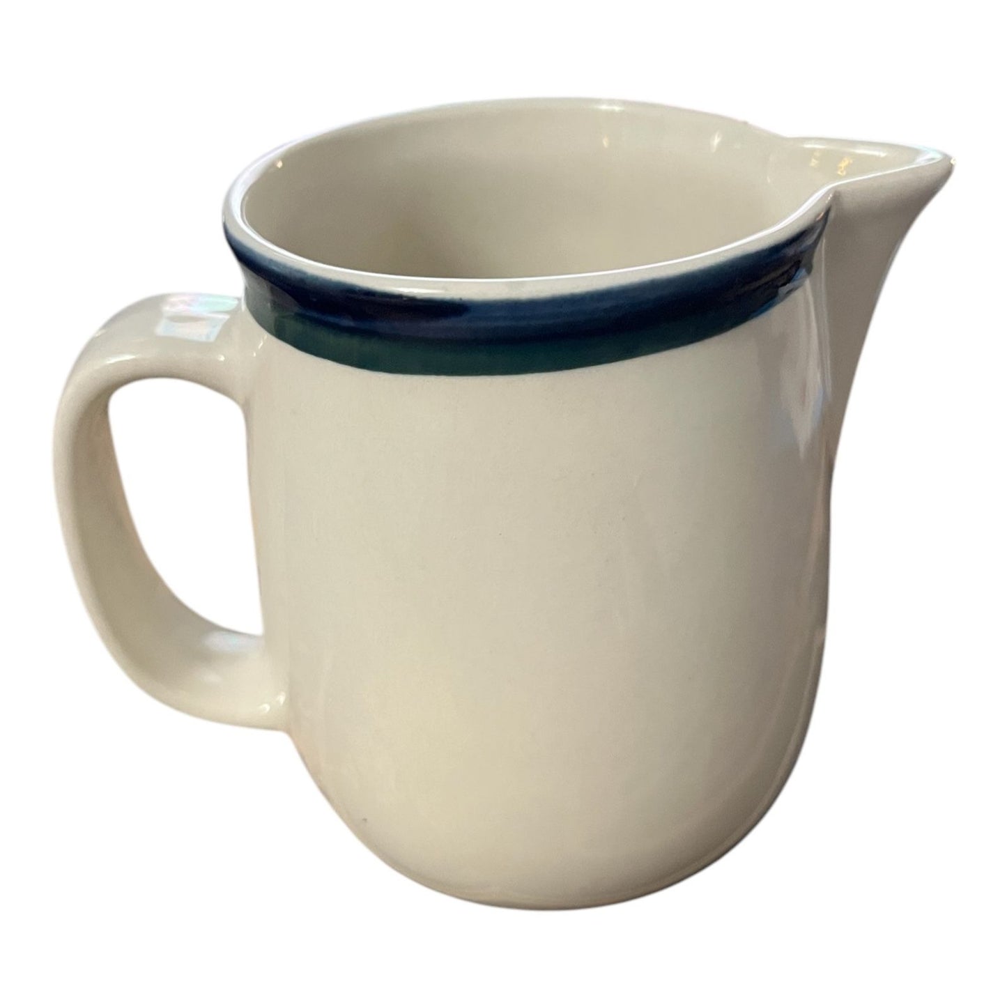 Tienshan Kitchen Colors “Bazion” Cream Pitcher – Ivory with Blue Band – Stoneware – Made in China