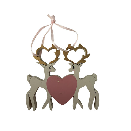 Vintage Kurt S. Adler Wooden Reindeer Heart Christmas Ornament 1988 Handcrafted Taiwan