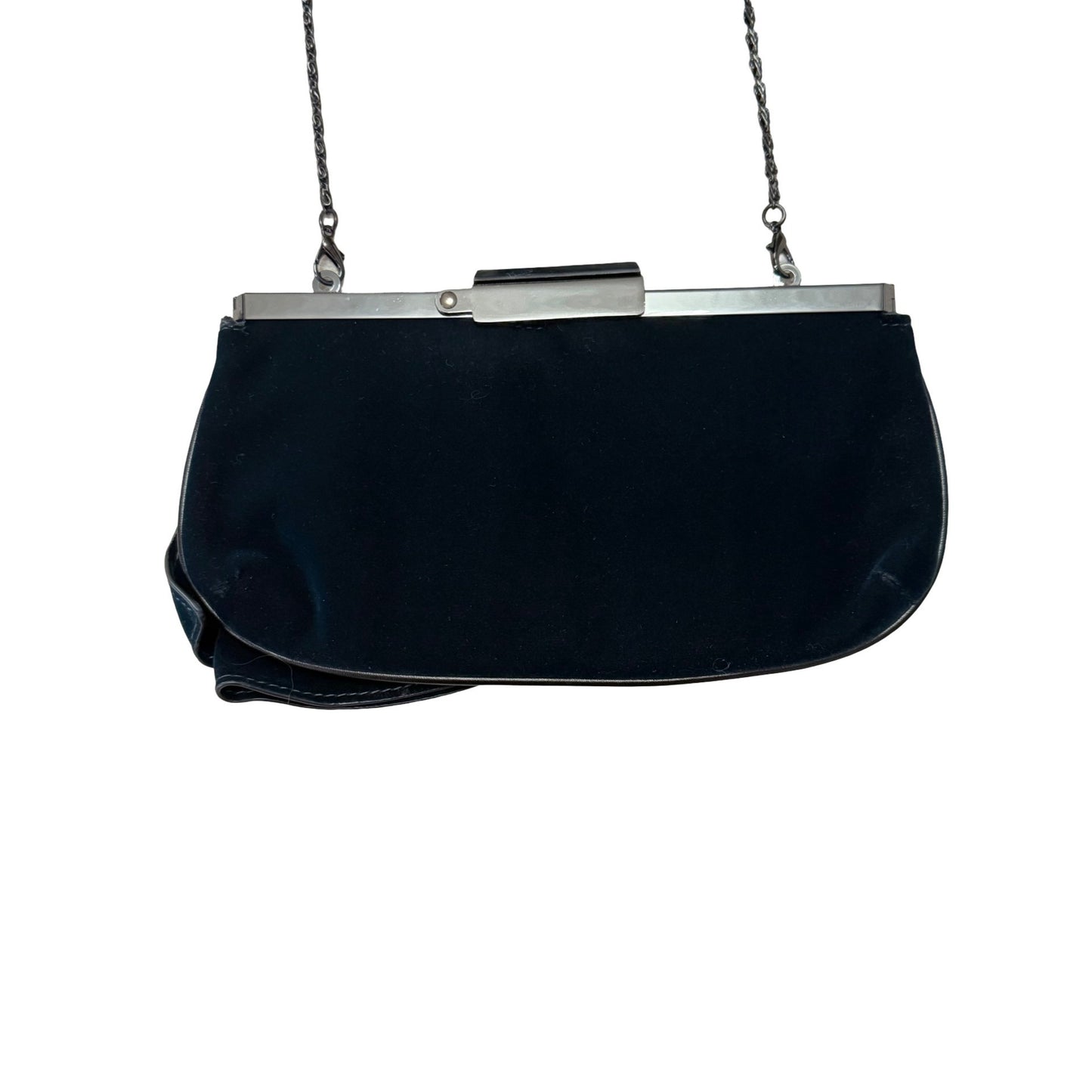 Vintage mark. By Avon Blue Velvet Evening Bag Silver Tone Frame Y2K Clutch Purse
