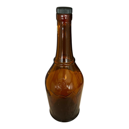 Vintage 1944 Haig & Haig Amber Glass Whiskey Bottle Embossed Crest Cork Cap 9.75"