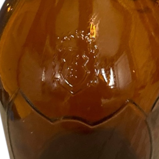 Vintage 1944 Haig & Haig Amber Glass Whiskey Bottle Embossed Crest Cork Cap 9.75"