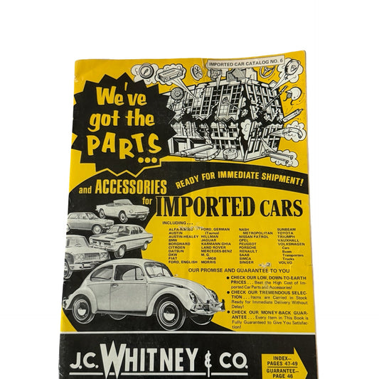 Vintage 1969 J C Whitney Imported Car Catalog No 6 Volkswagen VW Porsche BMW Datsun
