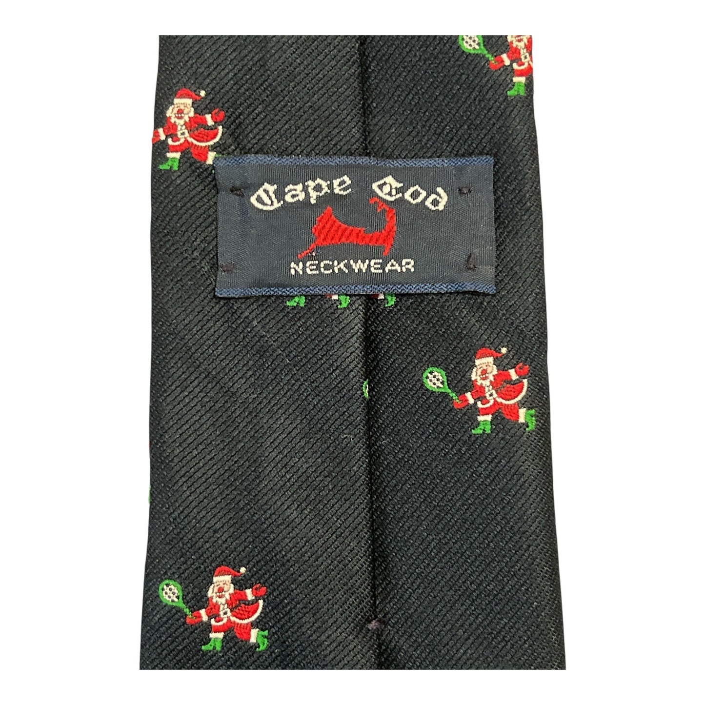 Vintage 1990s Cape Cod Tie Santa Claus Tennis Made in USA Polyester Silk