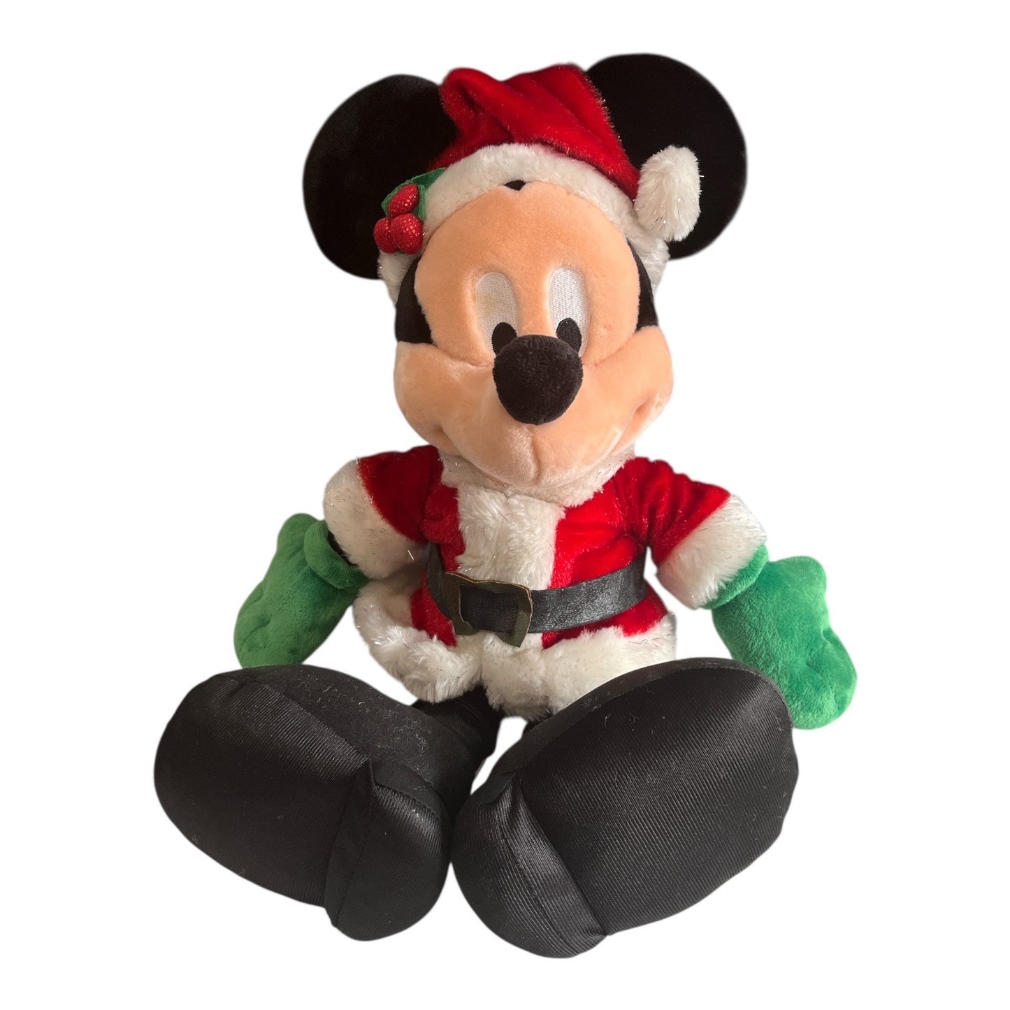 Vintage Disney Parks Santa Mickey Mouse Plush Christmas Holiday 19 Inch