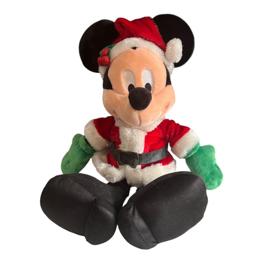 Vintage Disney Parks Santa Mickey Mouse Plush Christmas Holiday 19 Inch