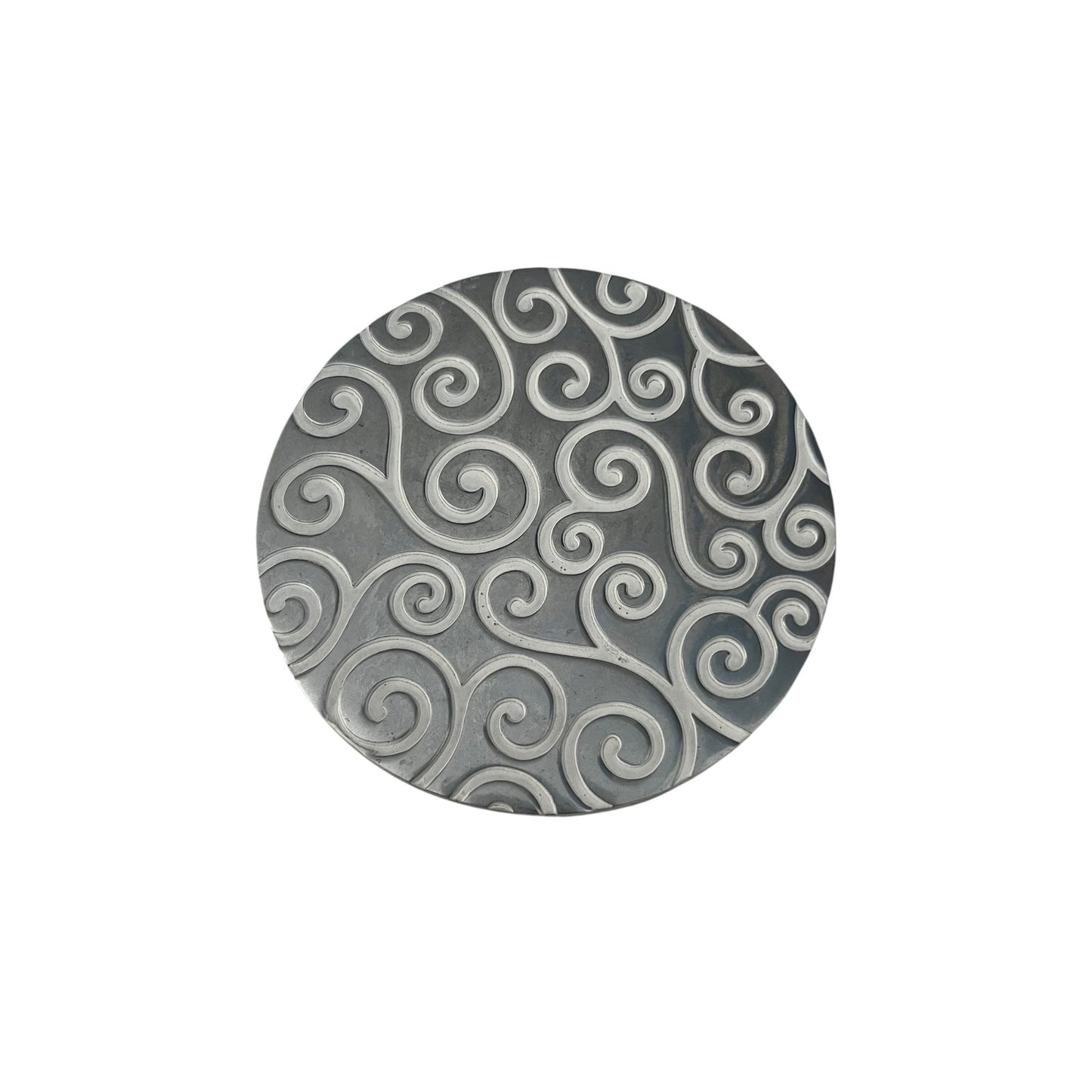 IKEA Metal Trivet Swirl Pattern 5” Round Hot Plate Silver Tone Modern Kitchen
