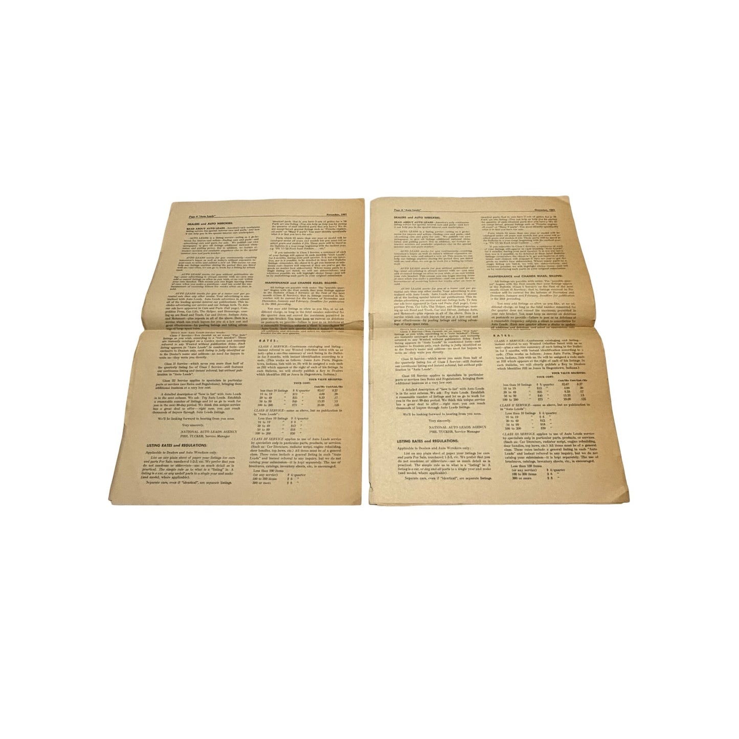 Vintage Auto Leads Newspaper Lot of 4 November 1961 March 1962 Classic Car Parts Publications