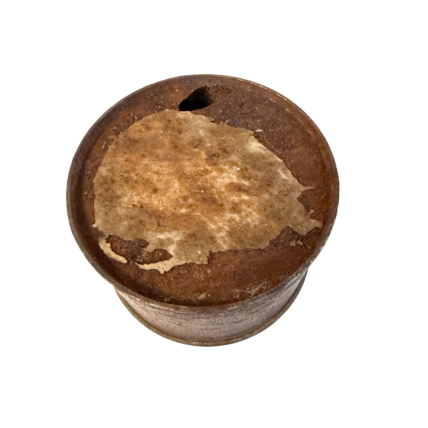 Vintage City Loan & Savings Co Ohio Farmers Advertising Leather Wrapped Metal Ashtray Tobacciana