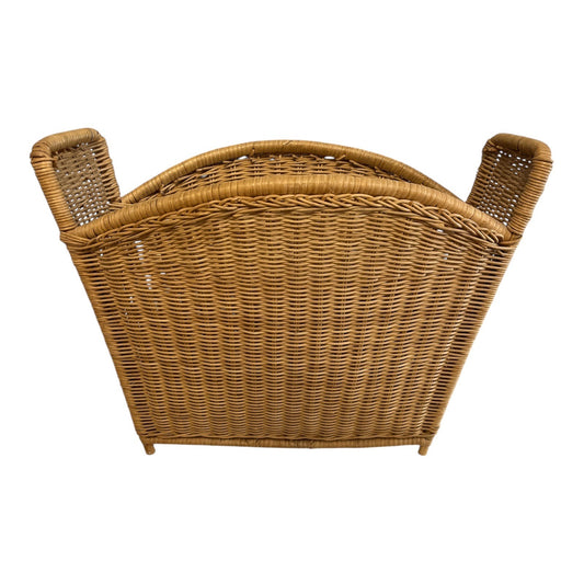 Vintage Lillian Vernon Wicker Basket Organizer – Free Standing Magazine or Craft Holder 14x12x4