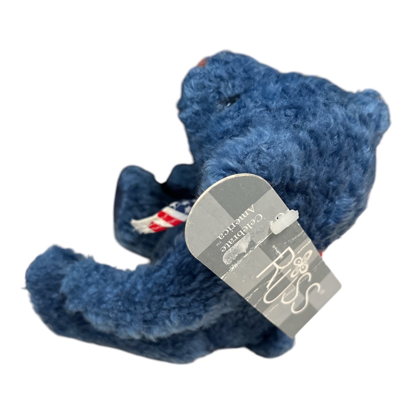 VTG Russ Patriotic Blue Teddy Bear Plush with American Flag Bandana