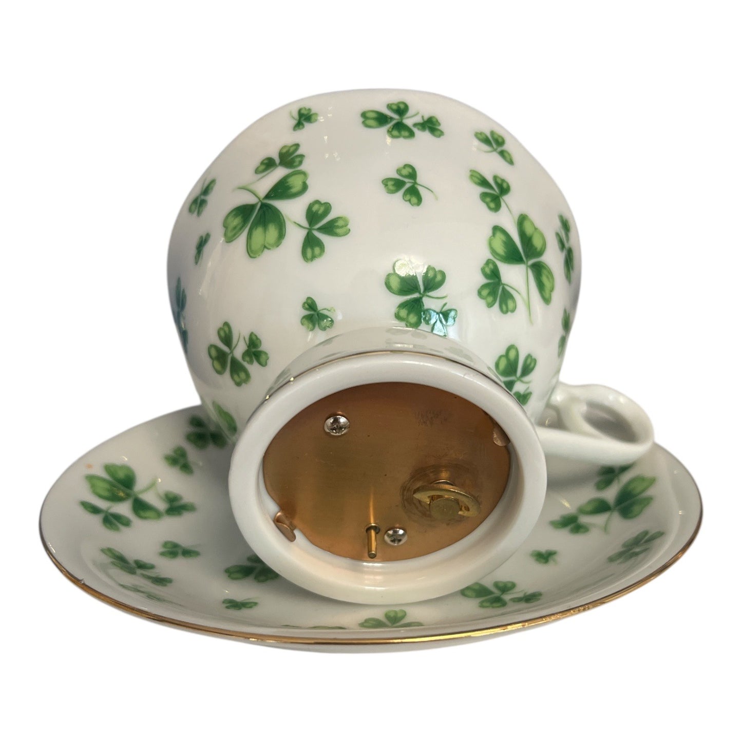 Vintage Lefton China Shamrock Musical Teacup & Saucer – “My Wild Irish Rose” – Made in Japan