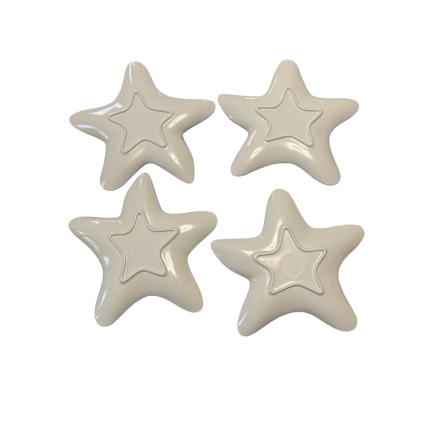 Vintage Set of 4 Blue Starfish Melamine Dinner Plates 10" Coastal Beach Nautical