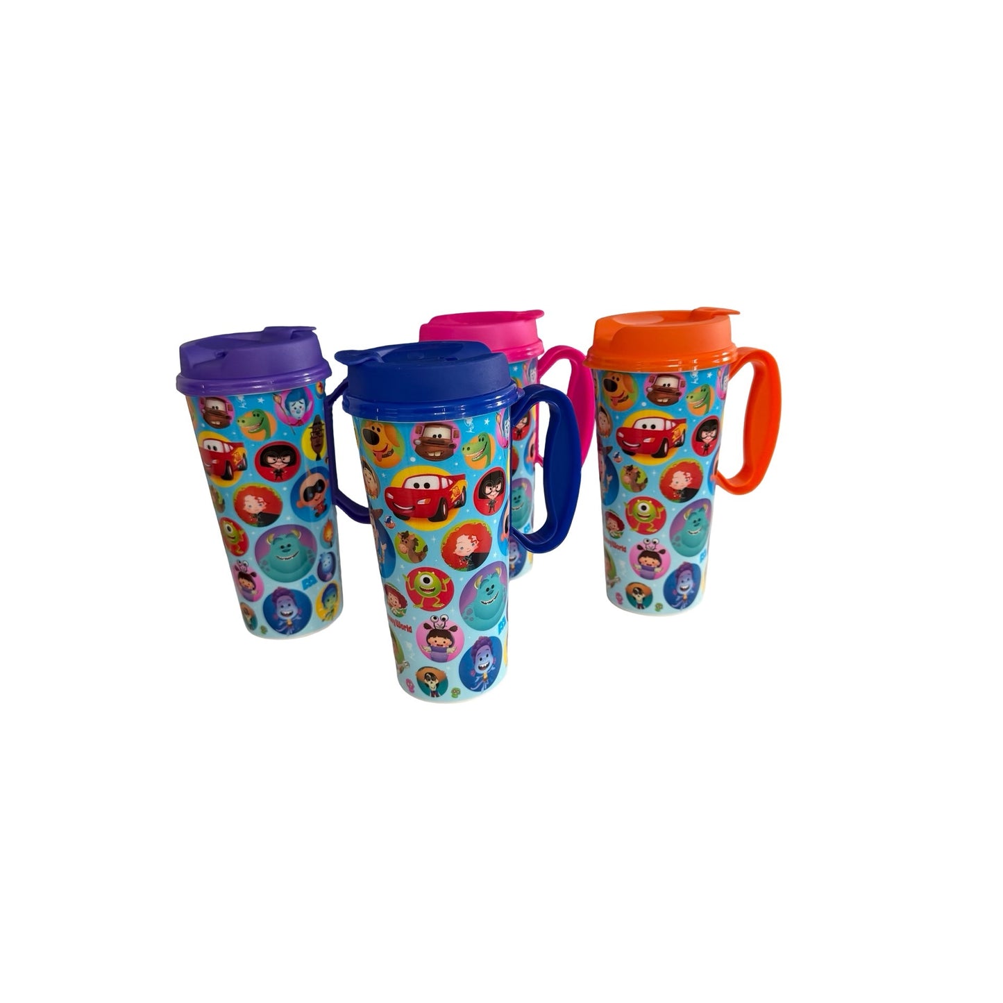 Disney Dining Plan Refillable Resort Mugs Set of 4 Disney Pixar Travel Cups With Lids