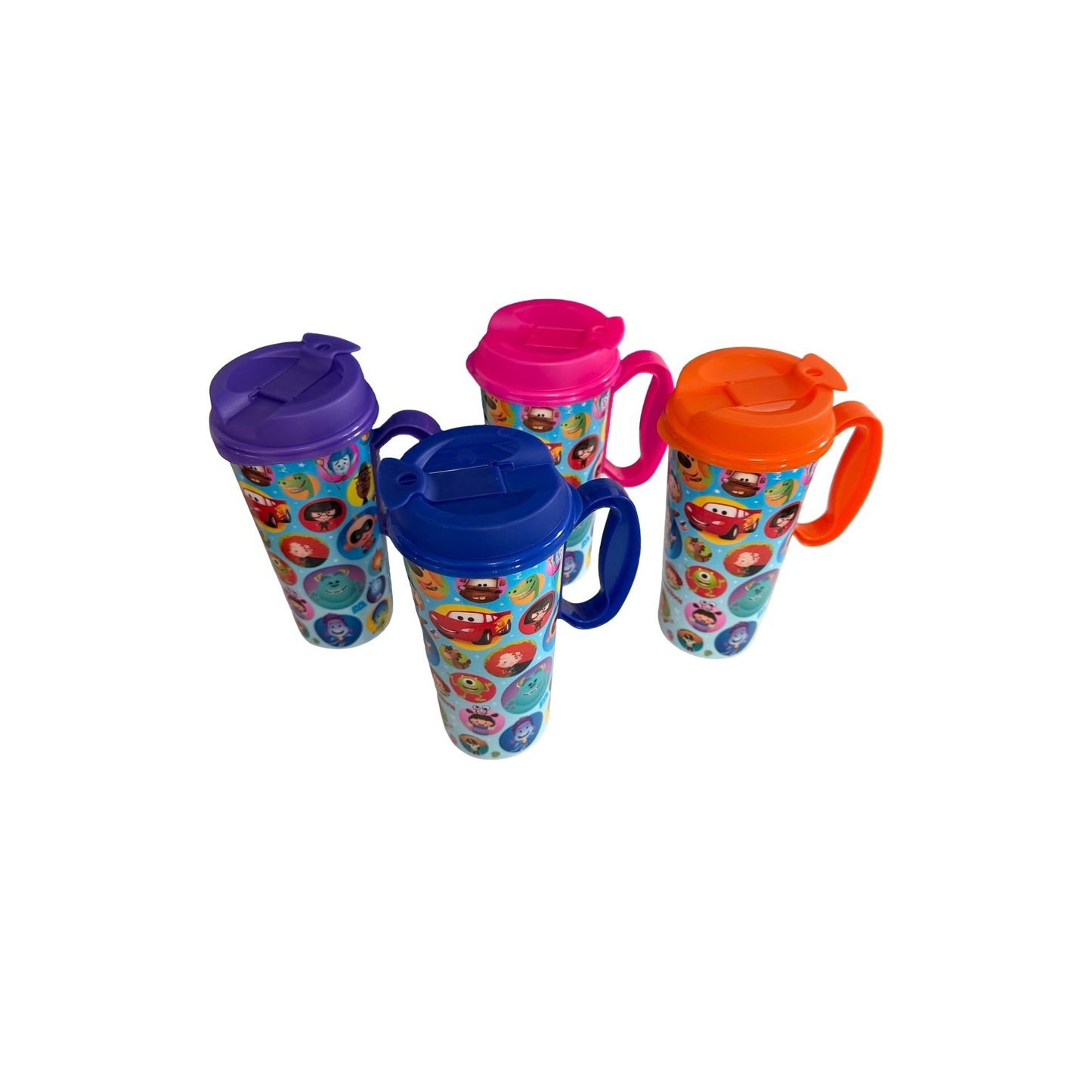 Disney Dining Plan Refillable Resort Mugs Set of 4 Disney Pixar Travel Cups With Lids