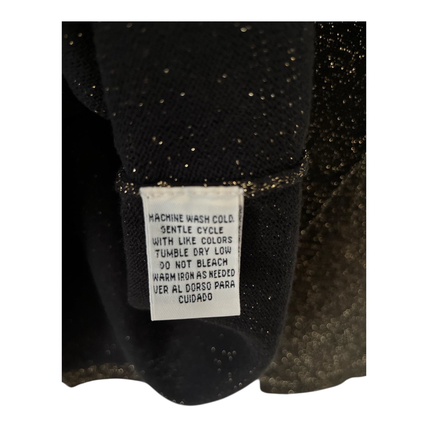 Vintage Yarnworks Metallic Knit Top | Black Gold Shimmer | XL | Made in Hong Kong | 80s Shoulder Pads | 46 x 25
