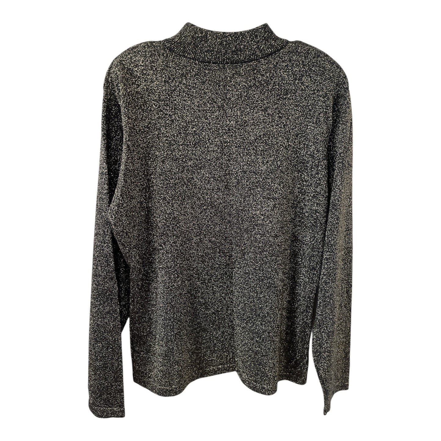 Vintage Yarnworks Metallic Knit Top | Black Gold Shimmer | XL | Made in Hong Kong | 80s Shoulder Pads | 46 x 25