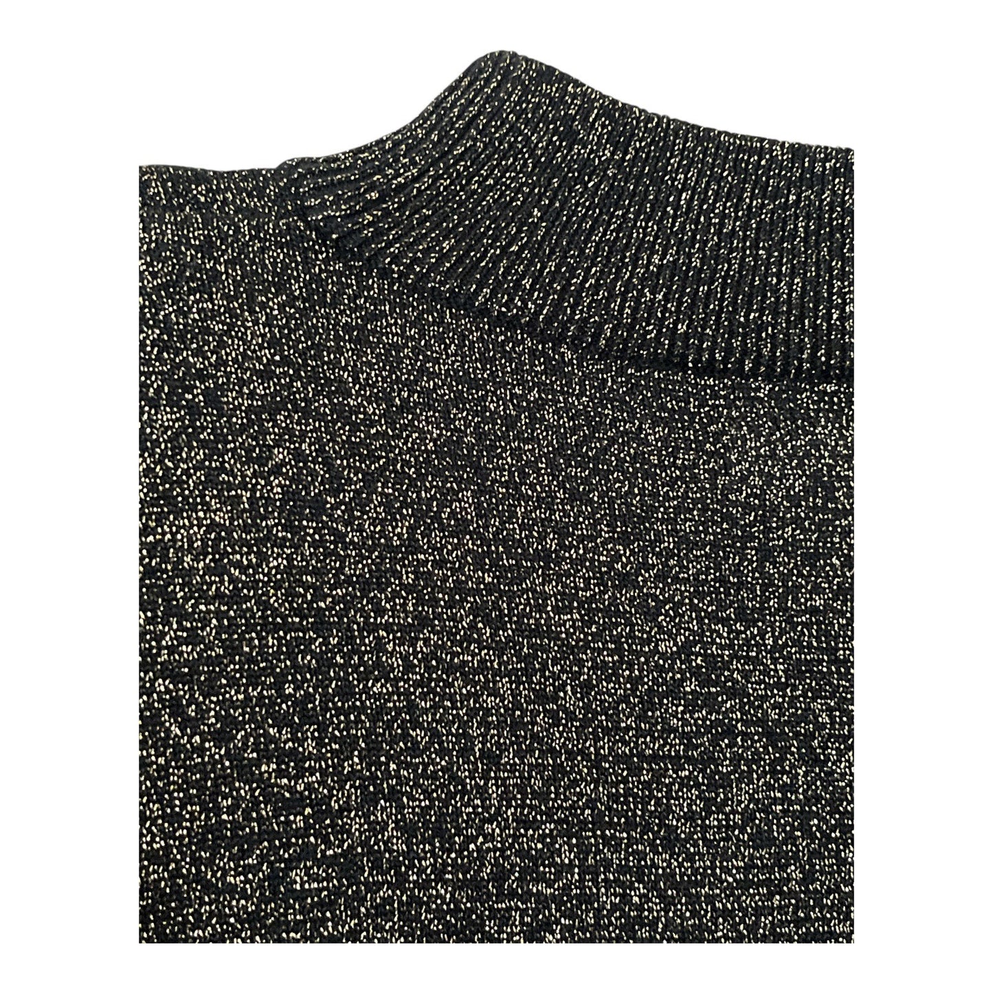 Vintage Yarnworks Metallic Knit Top | Black Gold Shimmer | XL | Made in Hong Kong | 80s Shoulder Pads | 46 x 25