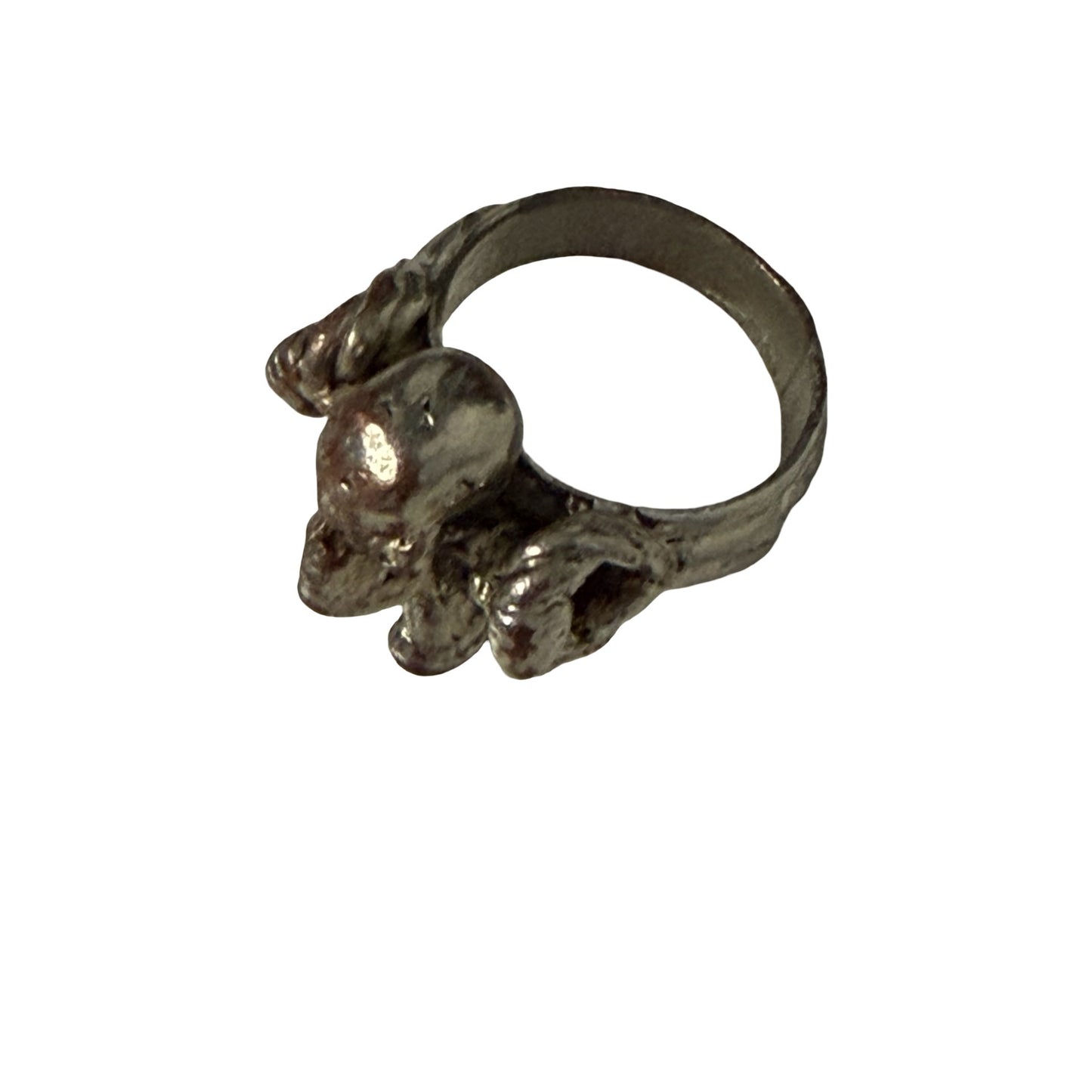 Title: Vintage Sterling Silver Skull Ring Size 13 Gothic Biker Crossbones S925 Statement