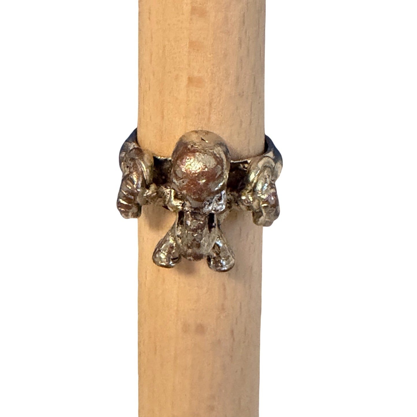 Title: Vintage Sterling Silver Skull Ring Size 13 Gothic Biker Crossbones S925 Statement