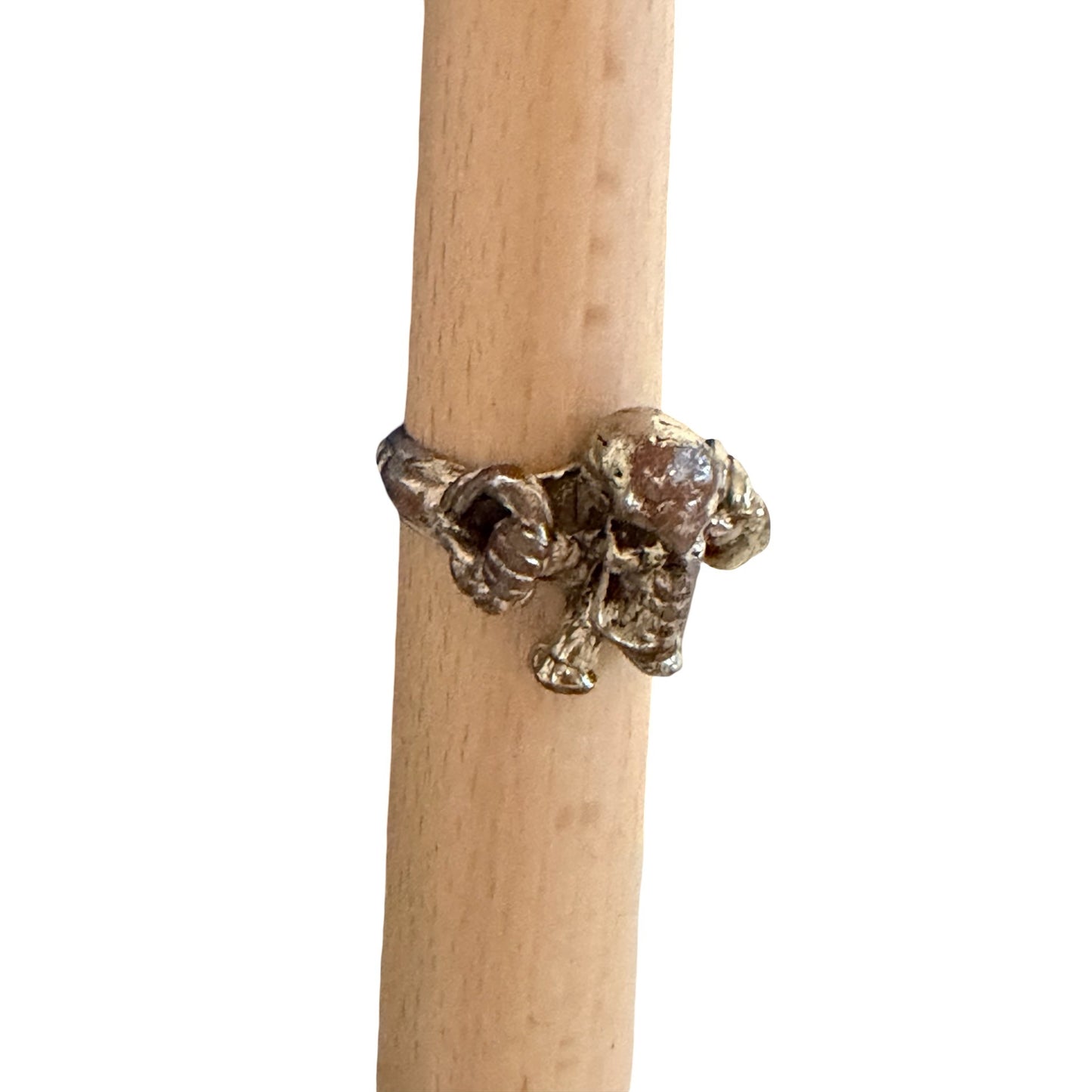 Title: Vintage Sterling Silver Skull Ring Size 13 Gothic Biker Crossbones S925 Statement