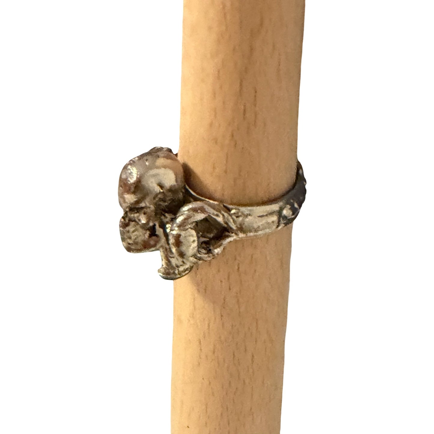 Title: Vintage Sterling Silver Skull Ring Size 13 Gothic Biker Crossbones S925 Statement