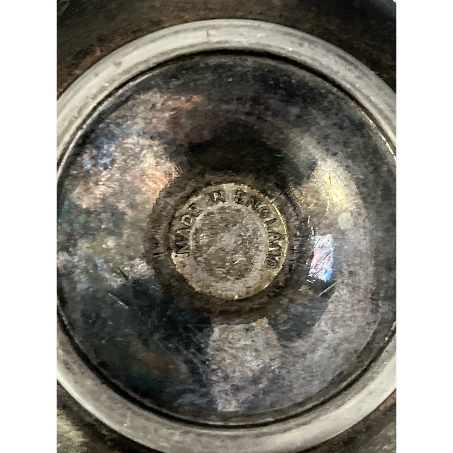 Vintage MCM Made in England Solid Brass Candle Holders Silver Tone Pair 3.5 Inch