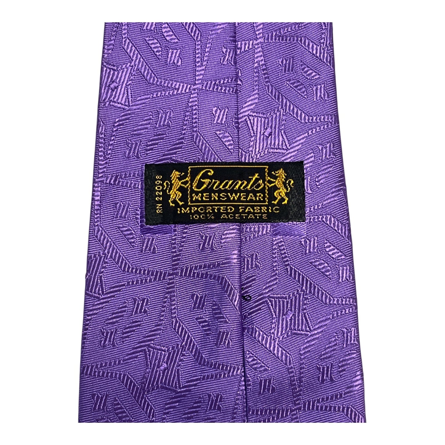 Vintage Grants Menswear Purple Necktie – Geometric Pattern – 53” – 100% Acetate