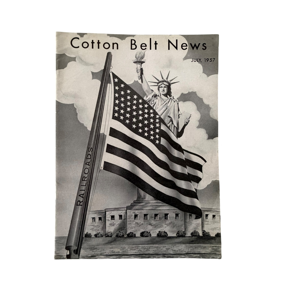 Vintage July 1957 Cotton Belt News Railroad Magazine Statue of Liberty Railroading