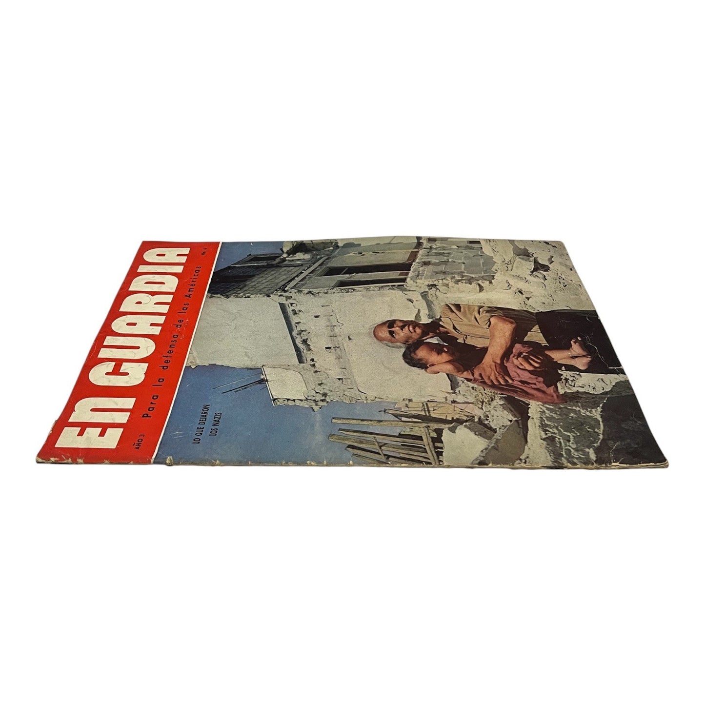 Vintage WWII En Guardia Magazine Año 3 No 6 1944 Nazi War Damage Cover US Propaganda Spanish Edition