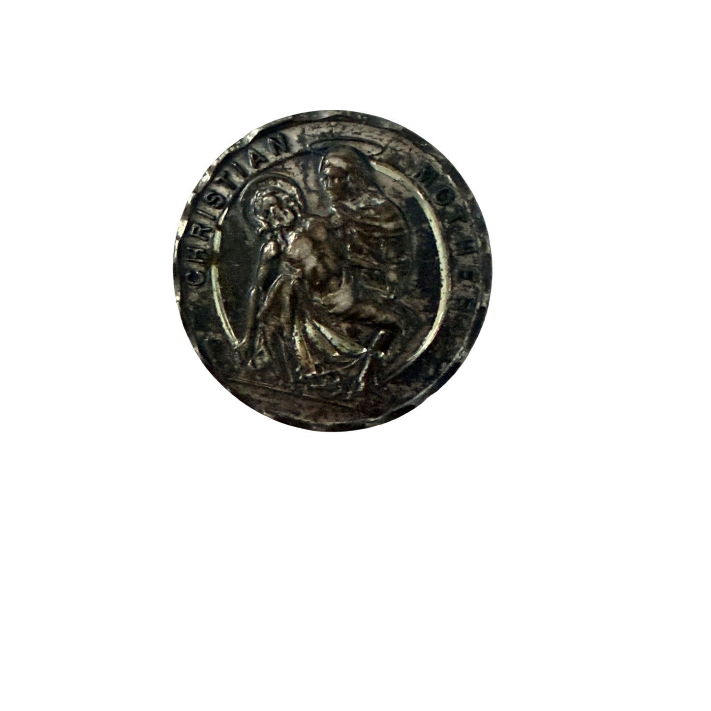 Vintage Christian Mother Religious Pin Catholic Women's Organization Medal Brooch