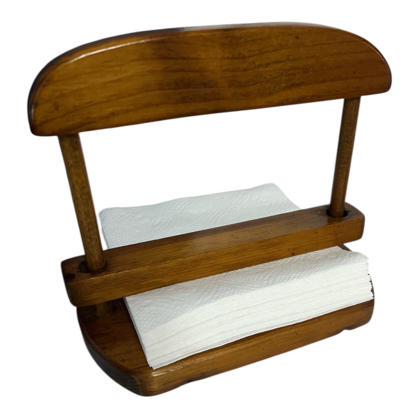 Vintage Handmade Wooden  Napkin Holder Signed MG Smith 1979