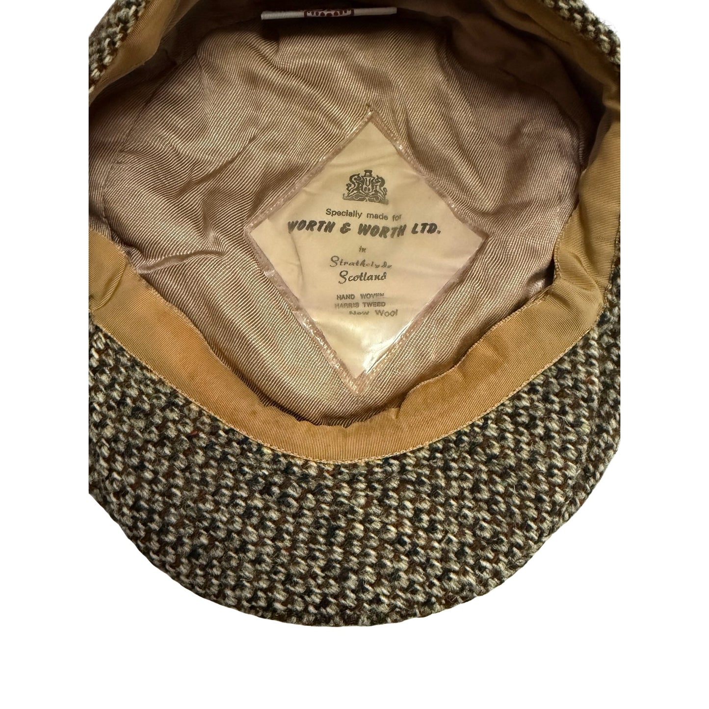 Vintage Worth & Worth Ltd Scottish Tweed Ivy Cap 22" Hand Woven Harris Tweed Newsboy Flat Cap