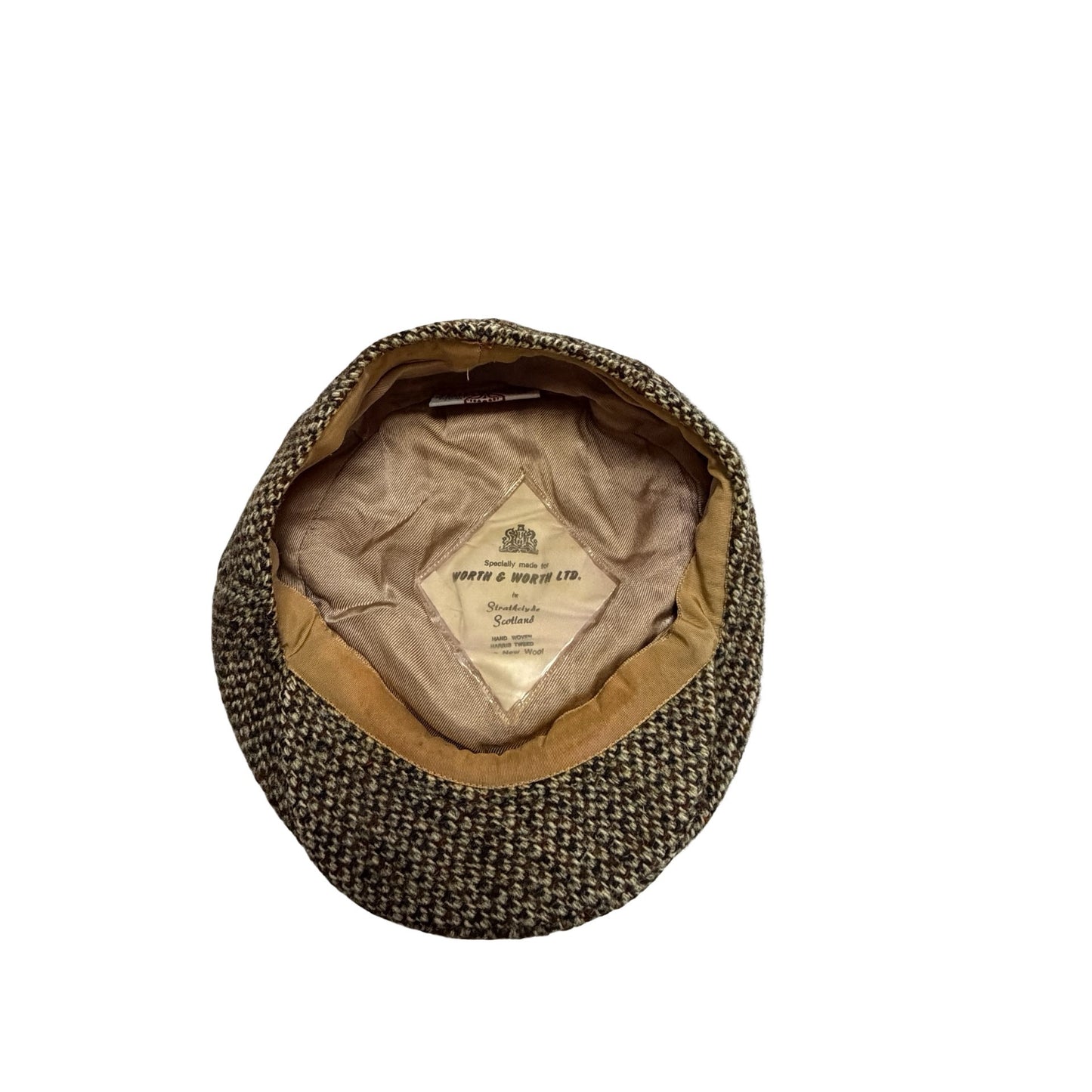 Vintage Worth & Worth Ltd Scottish Tweed Ivy Cap 22" Hand Woven Harris Tweed Newsboy Flat Cap