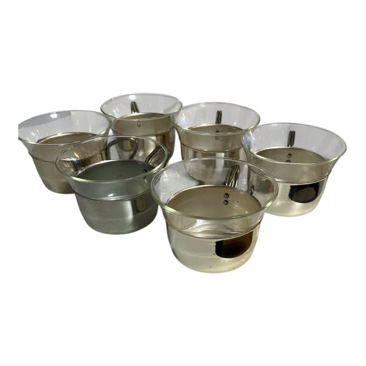 Vintage Schott & Gen Mainz Jenaer Glas Demitasse Cup Set Germany Silver Holders