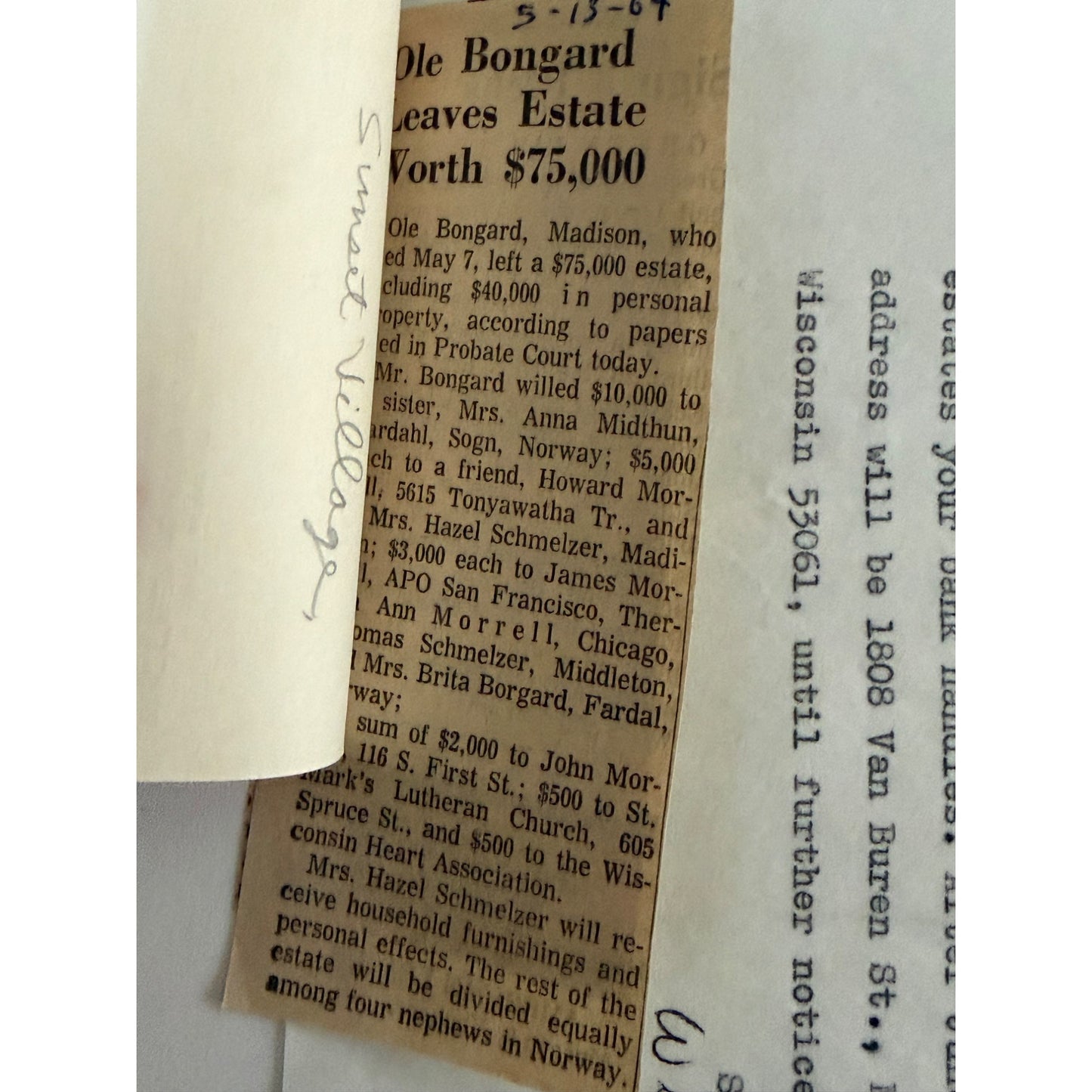Vintage 1969 Signed Estate Inquiry Letter DeSoto Automobile Ole Borgard Wisconsin Ephemera