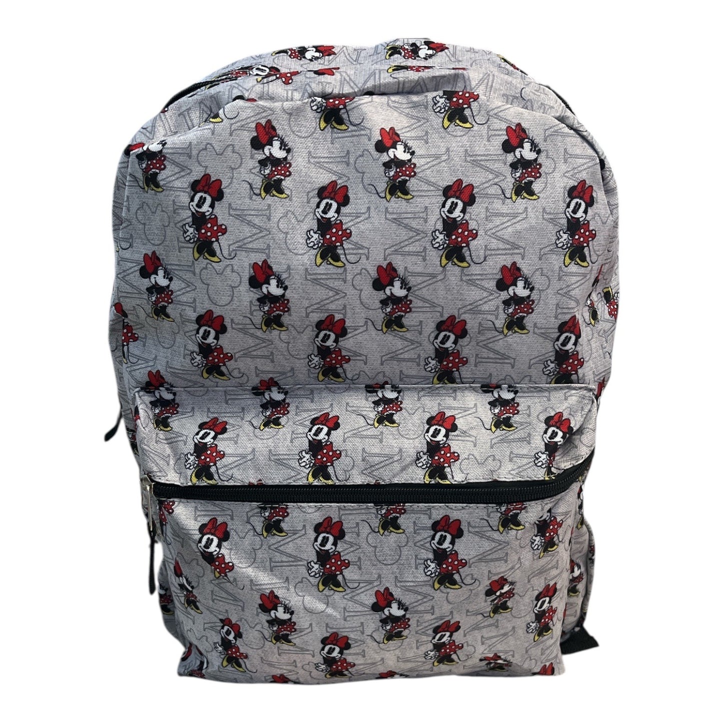 NWOT Disney Minnie Mouse Gray Backpack – All-Over Print, Lightweight School Bag (2010s–2020s)