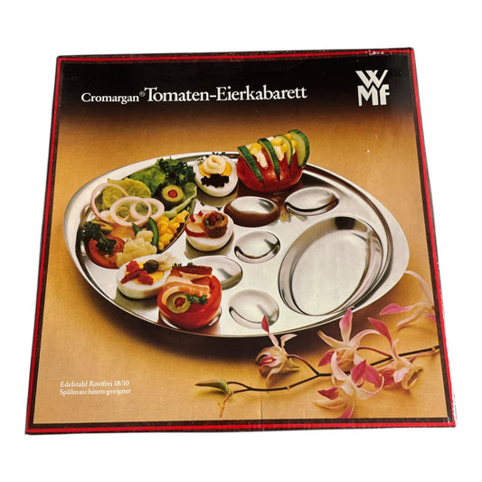WMF Cromargan Stainless Steel Tomaten-Eierkabarett Egg Serving Platter – Made in Germany – 10” – NIB