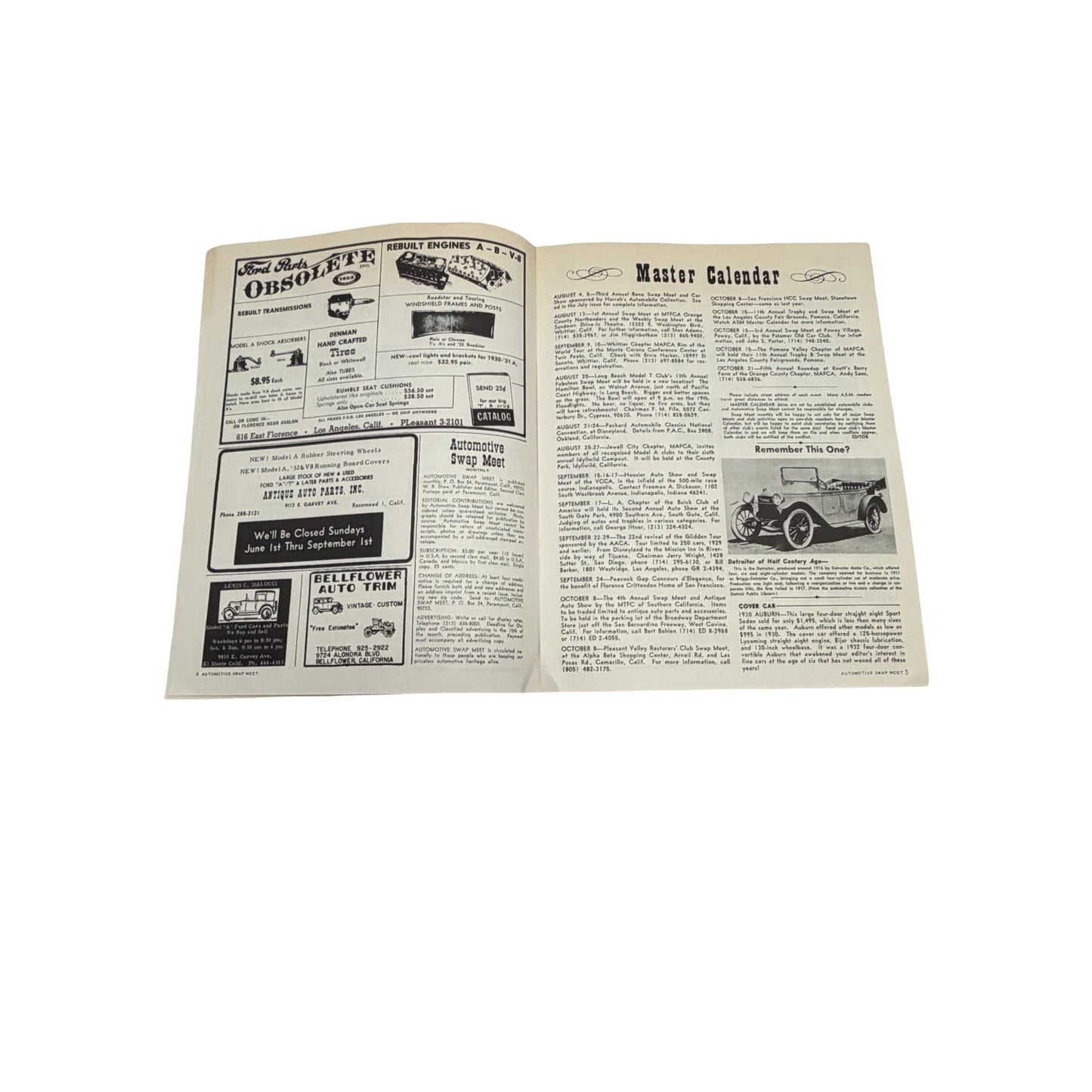 Vintage Automotive Swap Meet Magazine August 1967 Vol. 4 No. 8 Antique Car Parts Publication