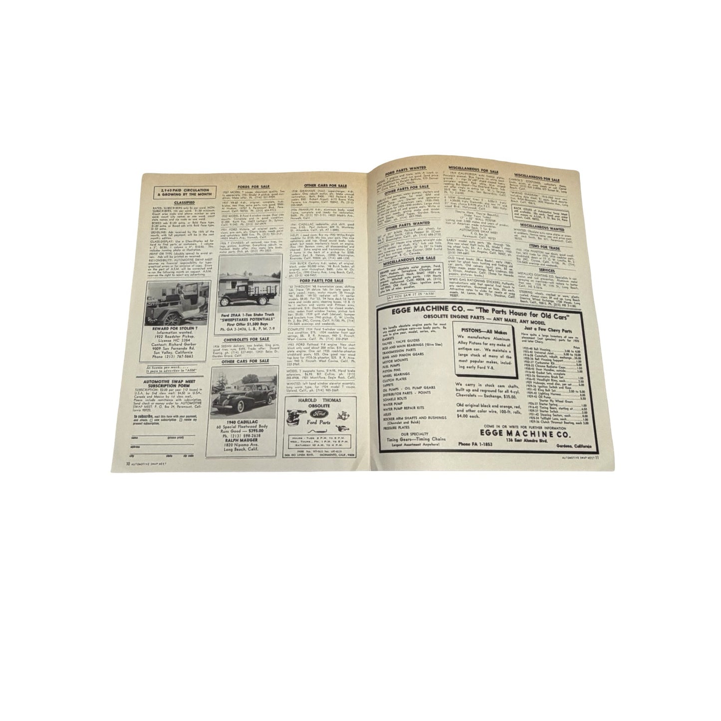 Vintage Automotive Swap Meet Magazine August 1967 Vol. 4 No. 8 Antique Car Parts Publication