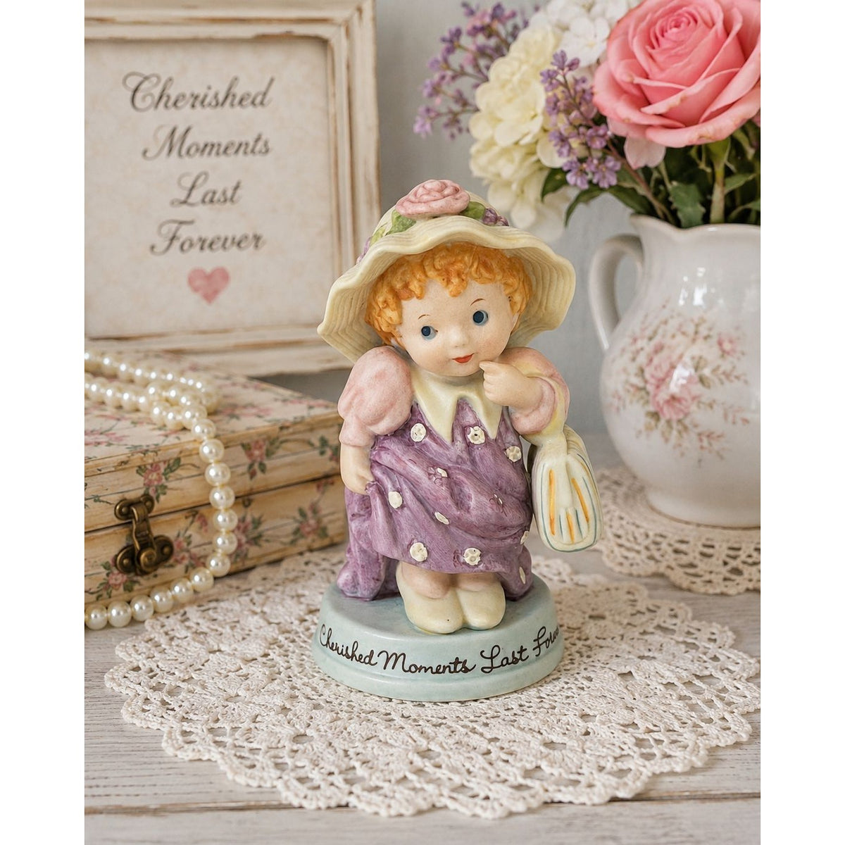 Vintage 1983 Avon Cherished Moments Girl Figurine Last Forever Taiwan