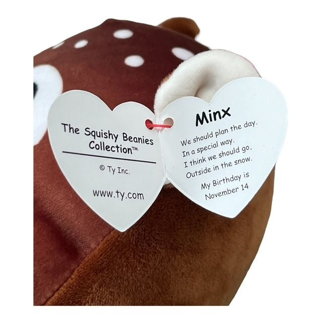 Ty Squishy Beanies Minx Reindeer Everett Christmas Bear 10" Plush Lot 2