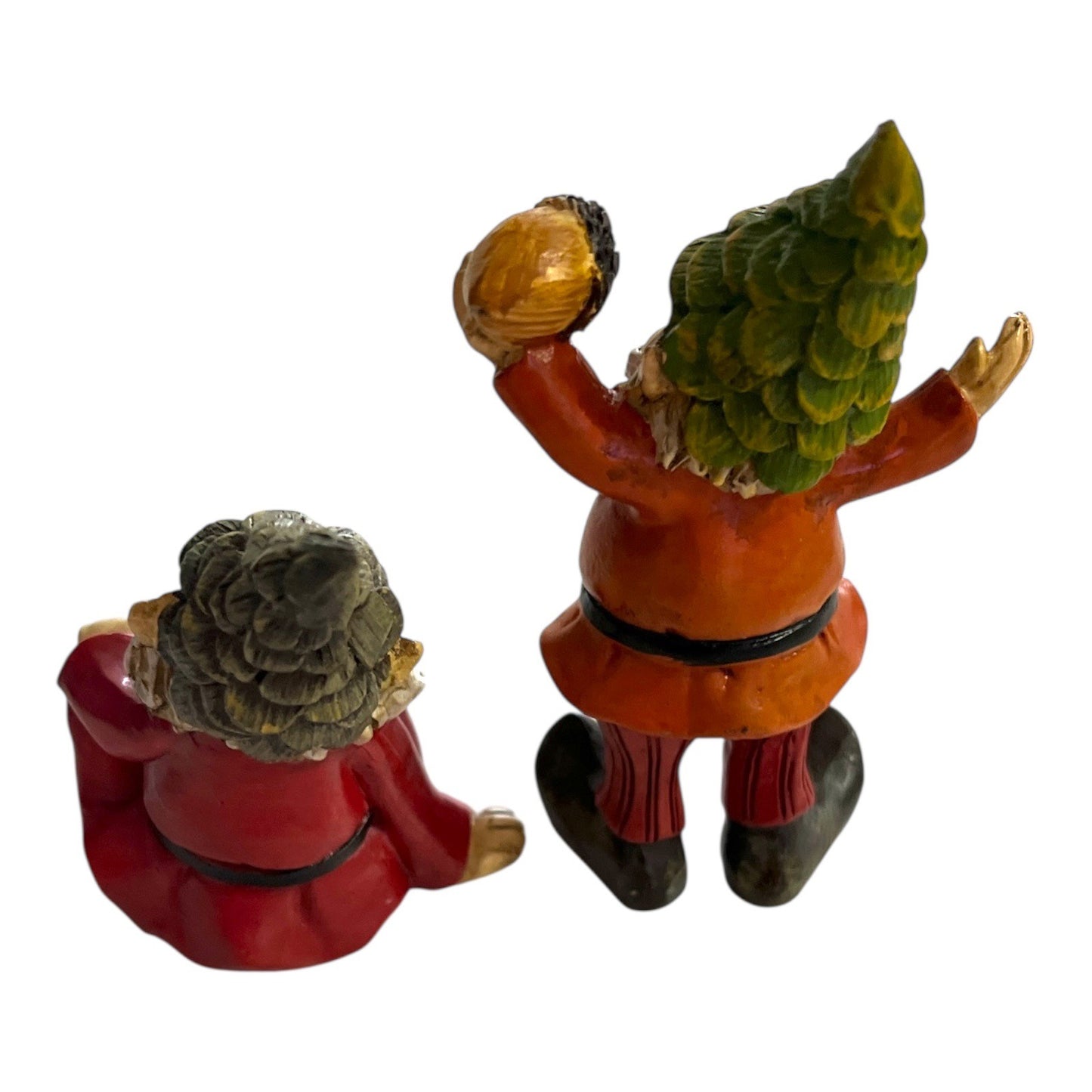 Set of 2 Autumn Gnome Figurines – Hand-Painted Resin – Pumpkin & Acorn