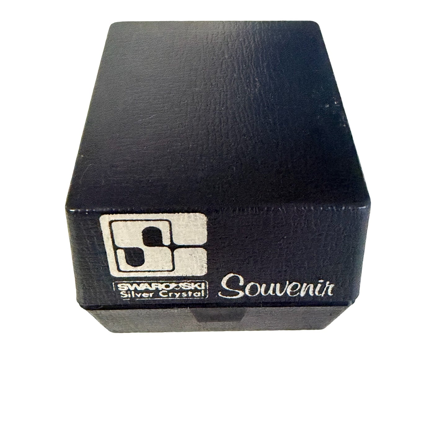 Vintage Swarovski Silver Crystal Austria Souvenir Blue Faceted Paperweight With Box