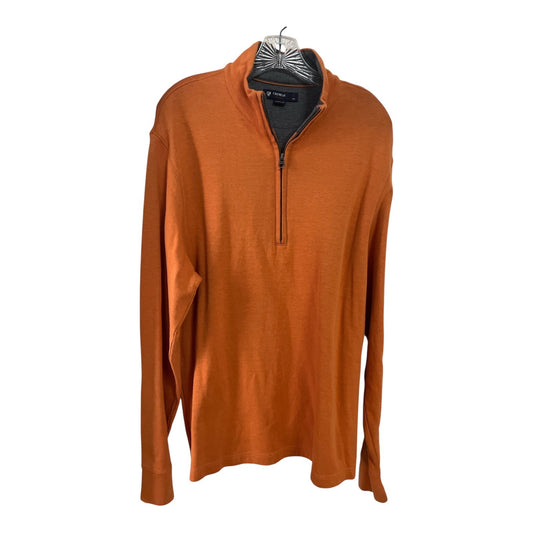 Cremeux Classics Men’s Quarter-Zip Pullover – Burnt Orange – Size L – Cotton Blend