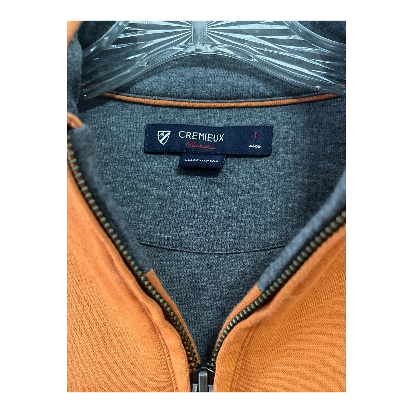 Cremeux Classics Men’s Quarter-Zip Pullover – Burnt Orange – Size L – Cotton Blend