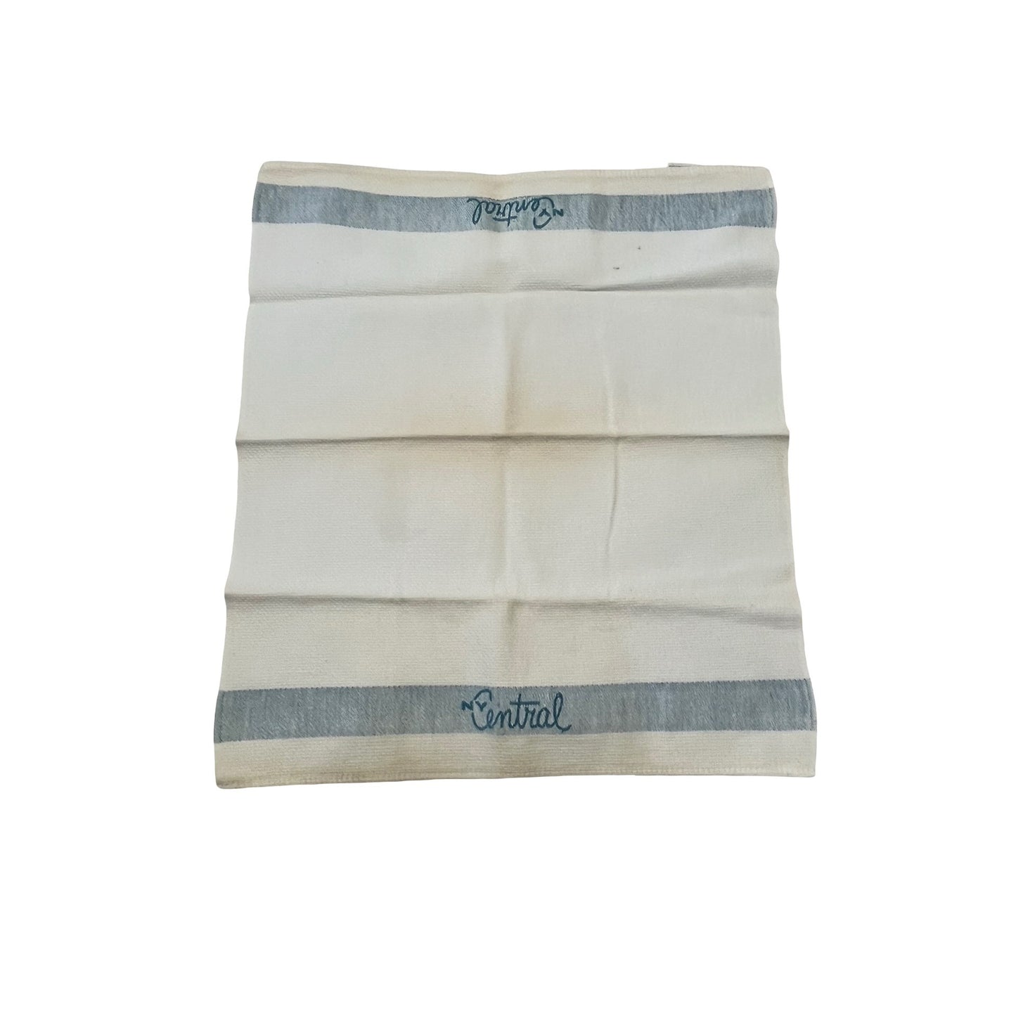 Vintage NY Central Railroad Towel Cannon Blue Stripe Linen Dining Car 18x15