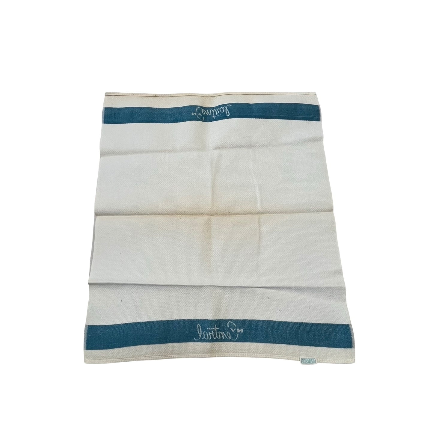 Vintage NY Central Railroad Towel Cannon Blue Stripe Linen Dining Car 18x15