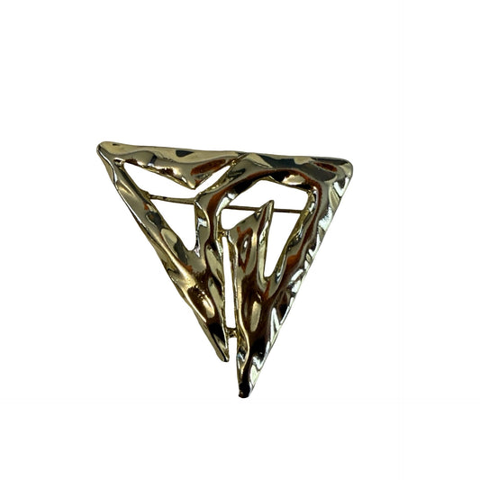 Vintage Turing Abstract Gold Tone Brooch Modernist Triangle Pin 2”
