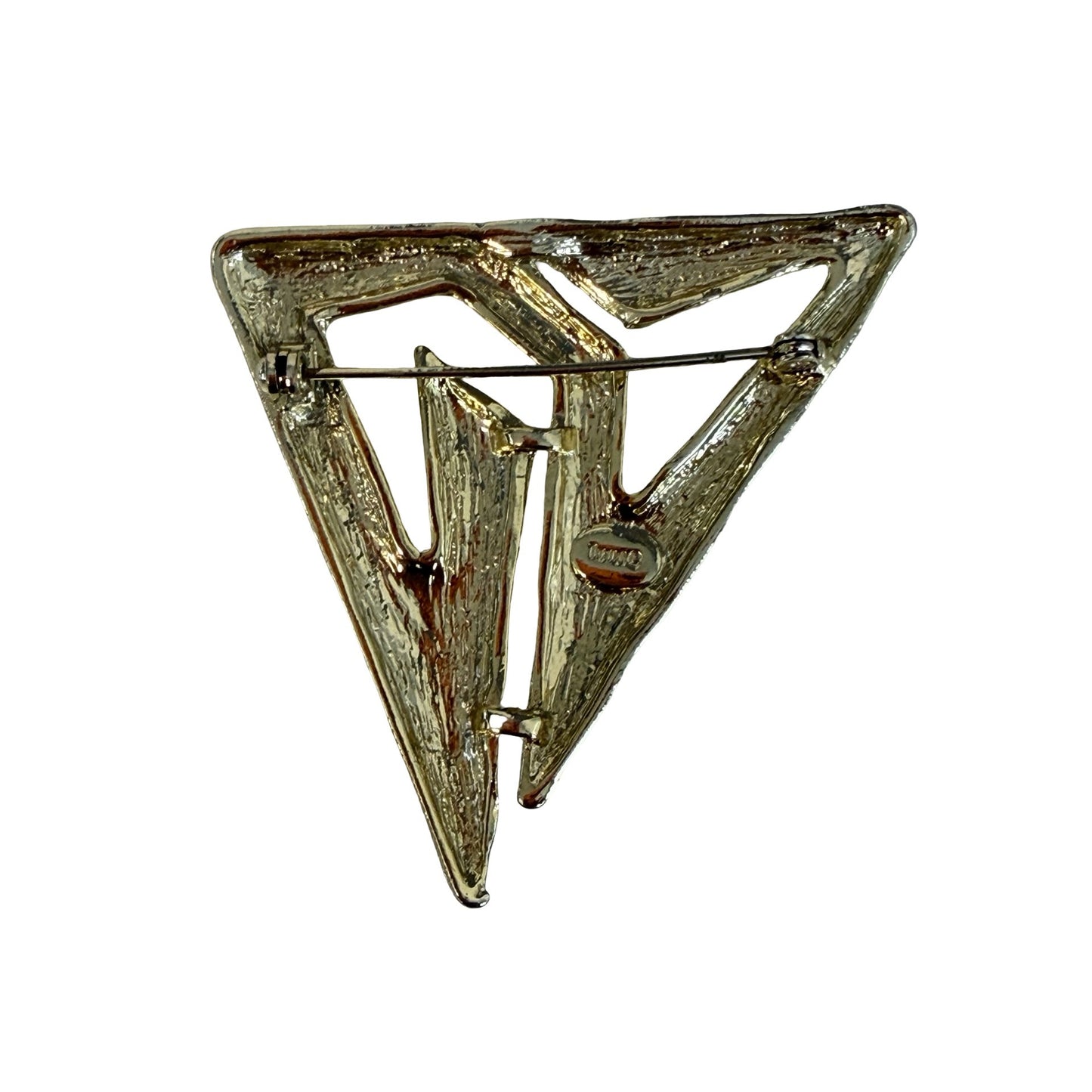 Vintage Turing Abstract Gold Tone Brooch Modernist Triangle Pin 2”